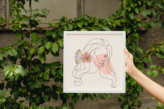 Elegance Flower Line Art Frame