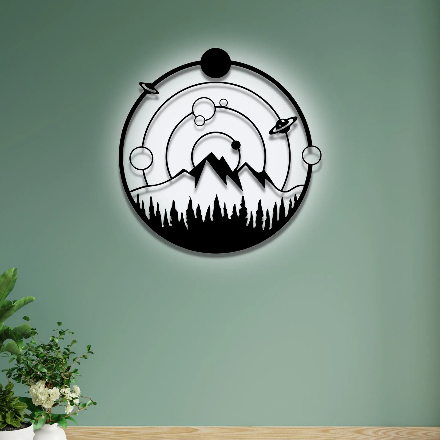 Space Design Wooden Wall Hanging