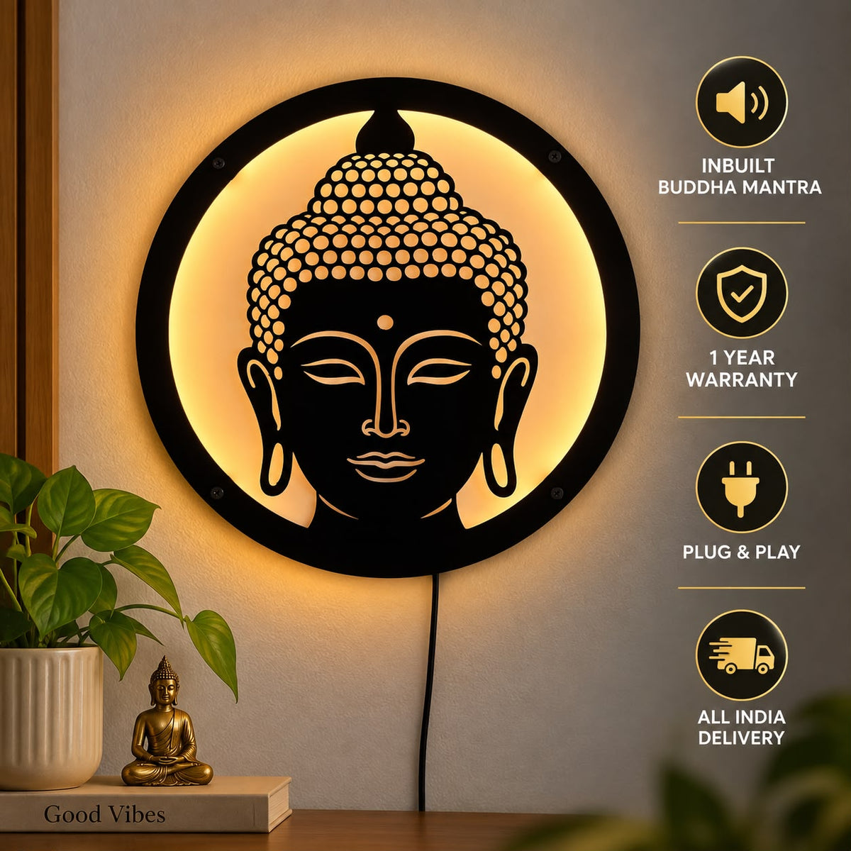 Gautam Buddha Face LED with Music Mantras Inbuilt