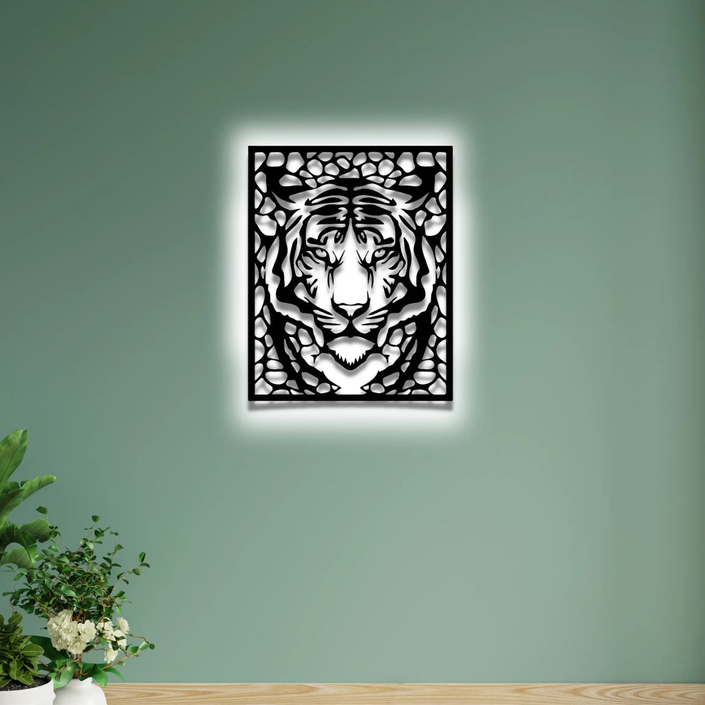 Tiger Face Wooden Wall Hanging 2